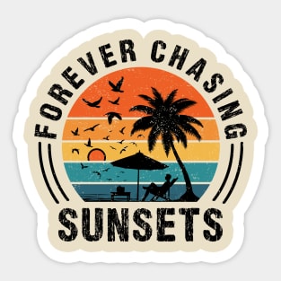 Forever Chasing Sunsets Tropical Summer Beach Vintage Sticker